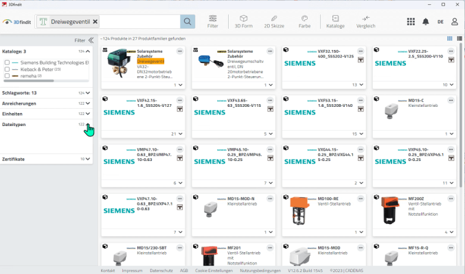 HiCAD CADENAS Integration: Die Suchfunktionen im Katalog