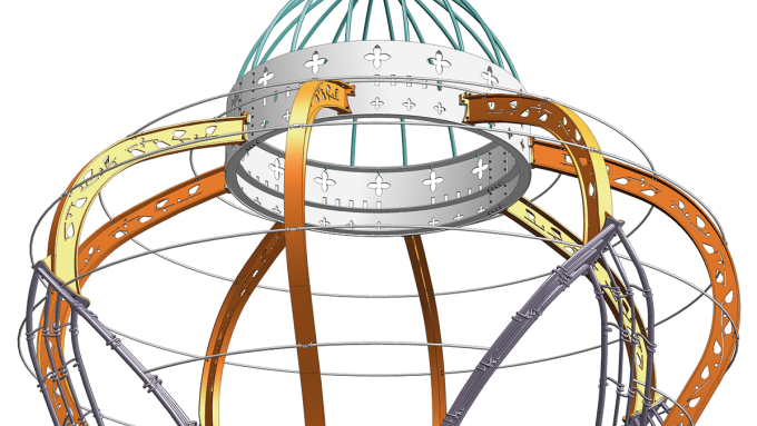 The special design of a steel pavilion with convex-concave pillars that run wave-like to the ground and a dome was a challenge for Stundner Stahl- und Metallbau GmbH that they were able to overcome with the help of HiCAD.